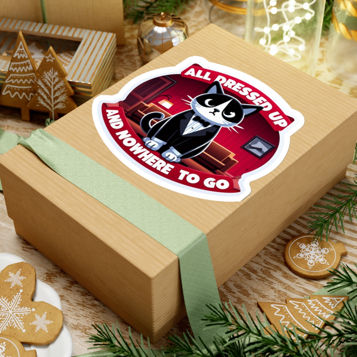 Tuxedo Cat All Dressed Up Kiss-Cut Stickers