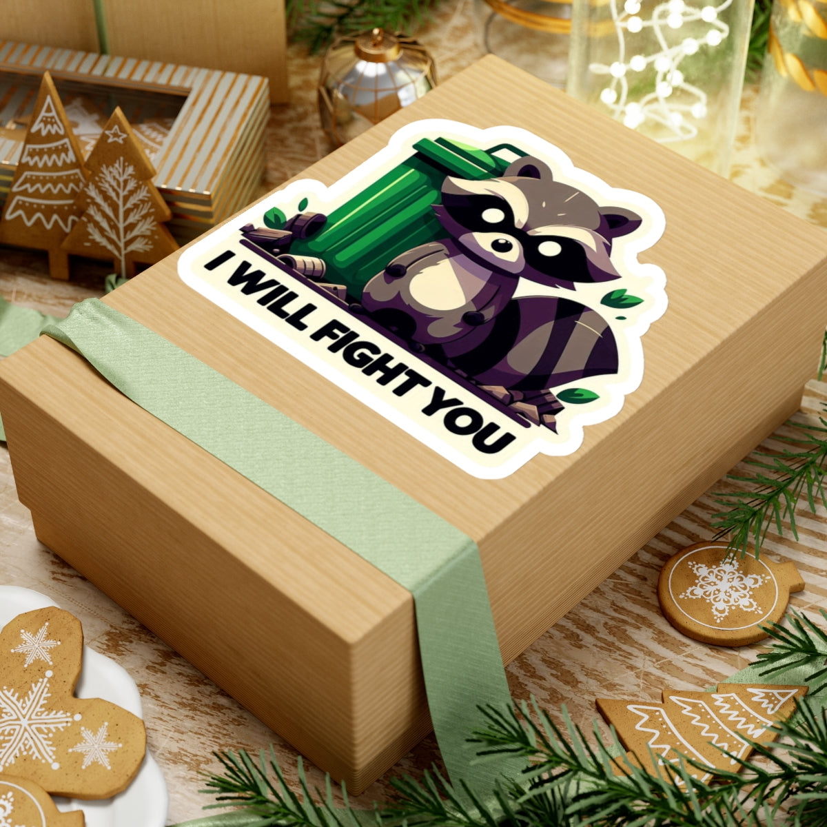 Feisty Raccoon Kiss-Cut Stickers