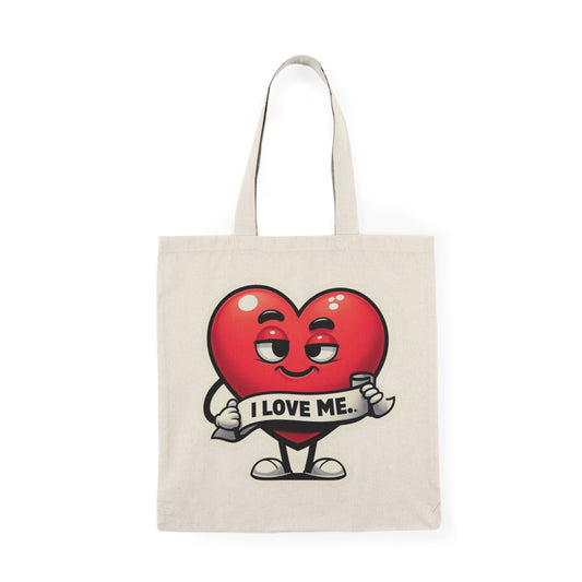 Heartfelt Self Love Natural Tote Bag – Eco-Friendly Canvas Bag, Gift for Friends, Shopping, Everyday Use, Valentine’s Day, Cute Art Bag