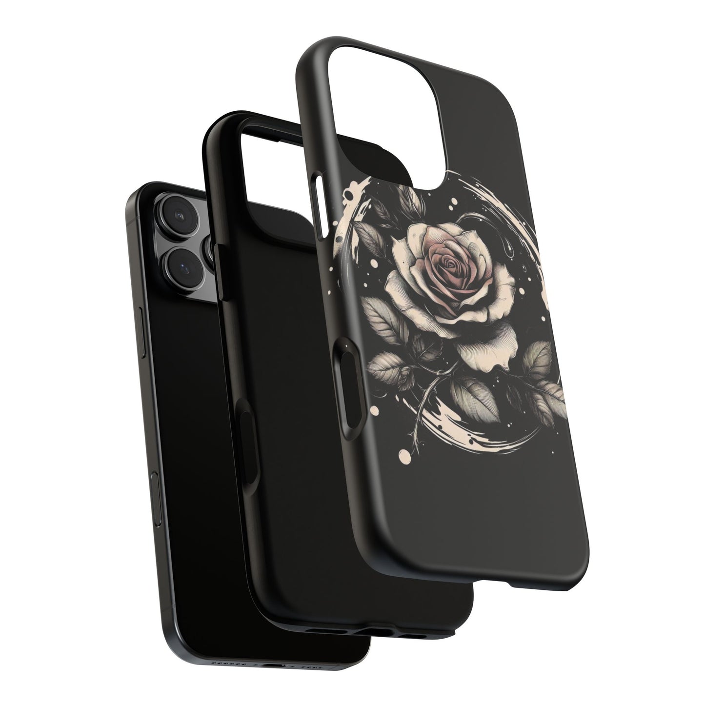 Funda para teléfono Jenna Kats Black Roses - Funda resistente con rosas blancas y negras