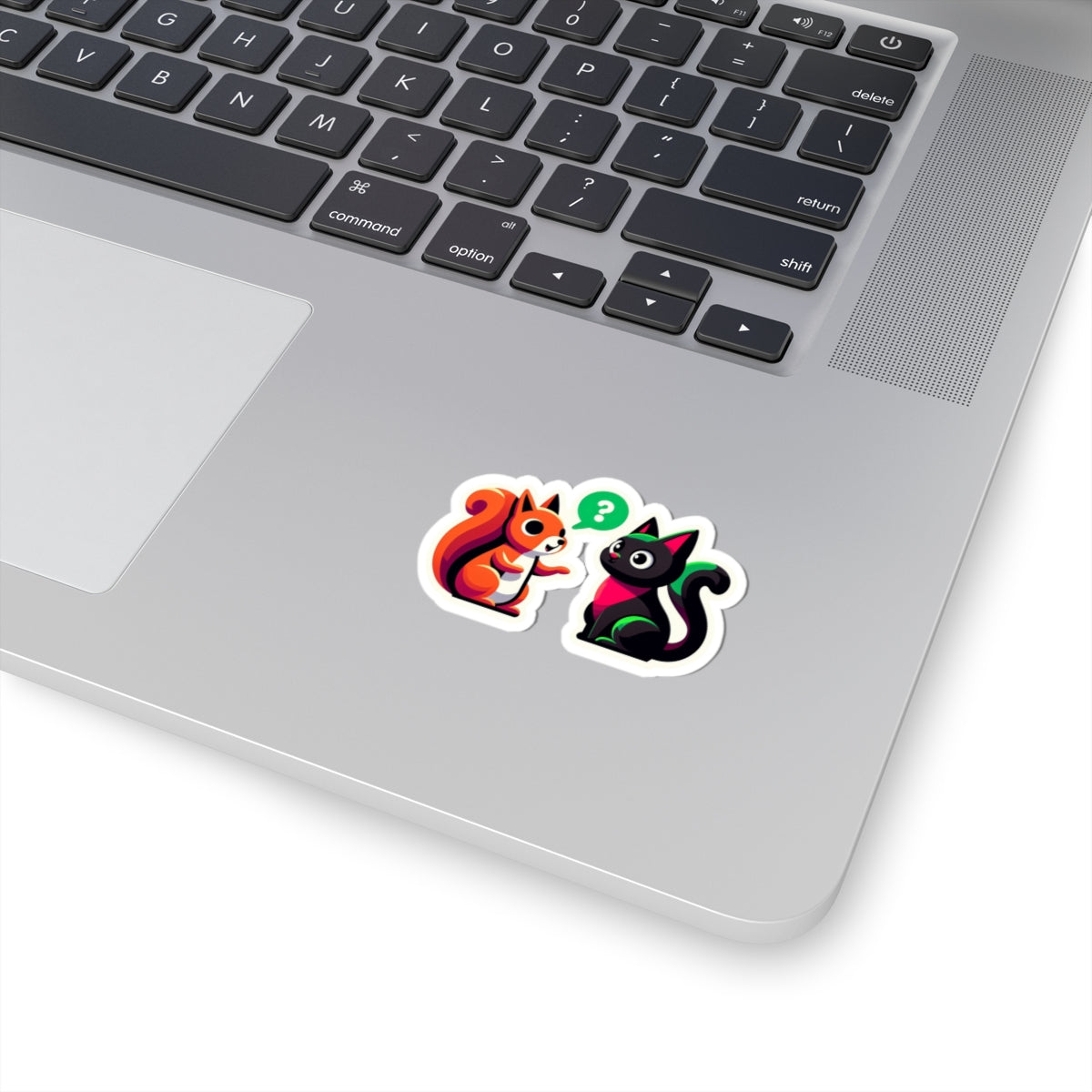 A chatty squirrel and a black cat, Kiss-Cut Stickers