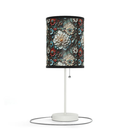 Preciosa lámpara floral, lámpara con soporte, enchufe EE. UU./CA 