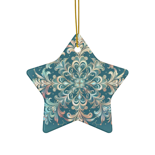 Frosty Snowflake Ceramic Ornament, 4 Shapes