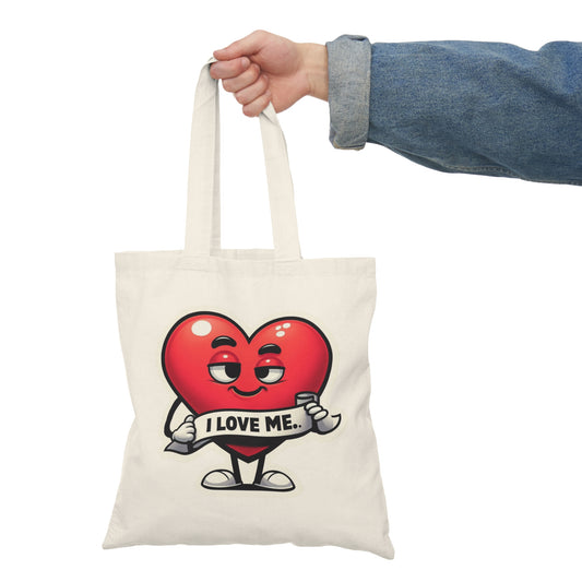 Heartfelt Self  Love Natural Tote Bag – Eco-Friendly Canvas Bag, Gift for Friends, Shopping, Everyday Use, Valentine’s Day, Cute Art Bag