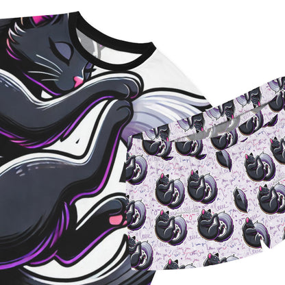 Kitty Getting Her Beauty Rest Women's Short Pajama Set