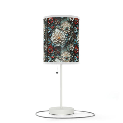 Preciosa lámpara floral, lámpara con soporte, enchufe EE. UU./CA 