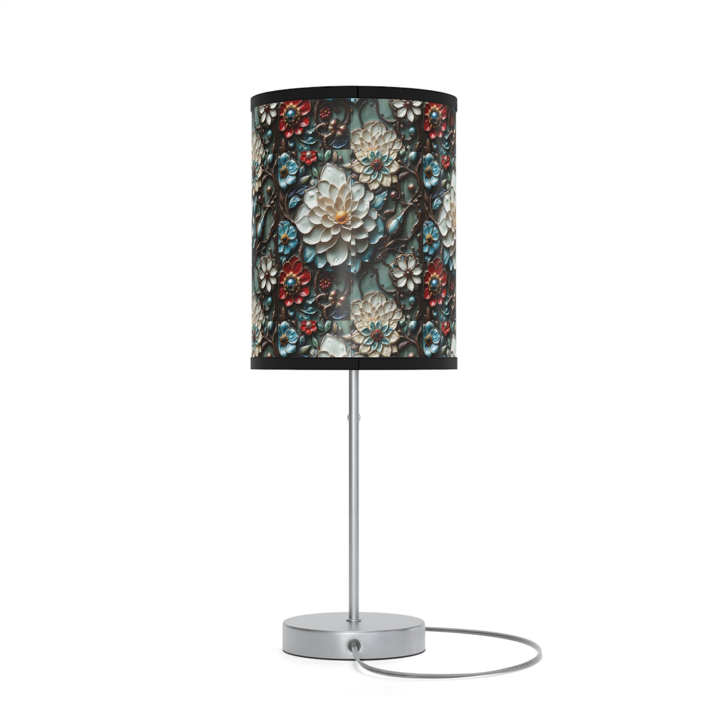 Preciosa lámpara floral, lámpara con soporte, enchufe EE. UU./CA 