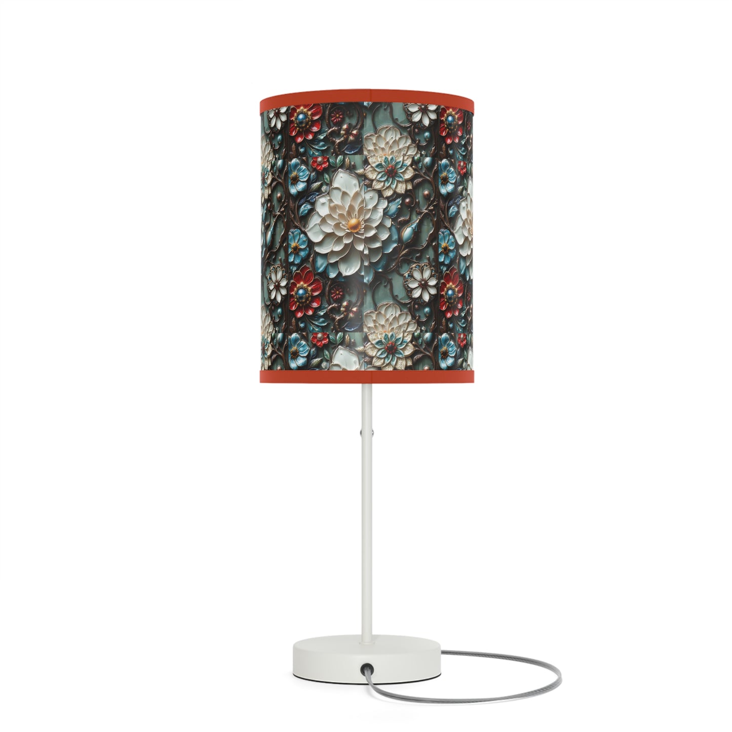 Preciosa lámpara floral, lámpara con soporte, enchufe EE. UU./CA 