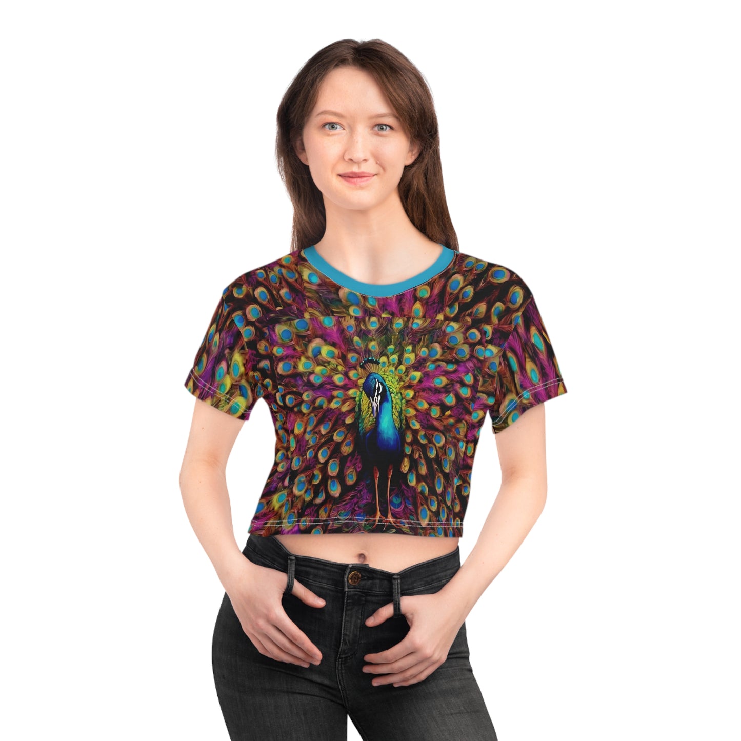 Camiseta corta "Peacock" para mujer de Jenna Kats 