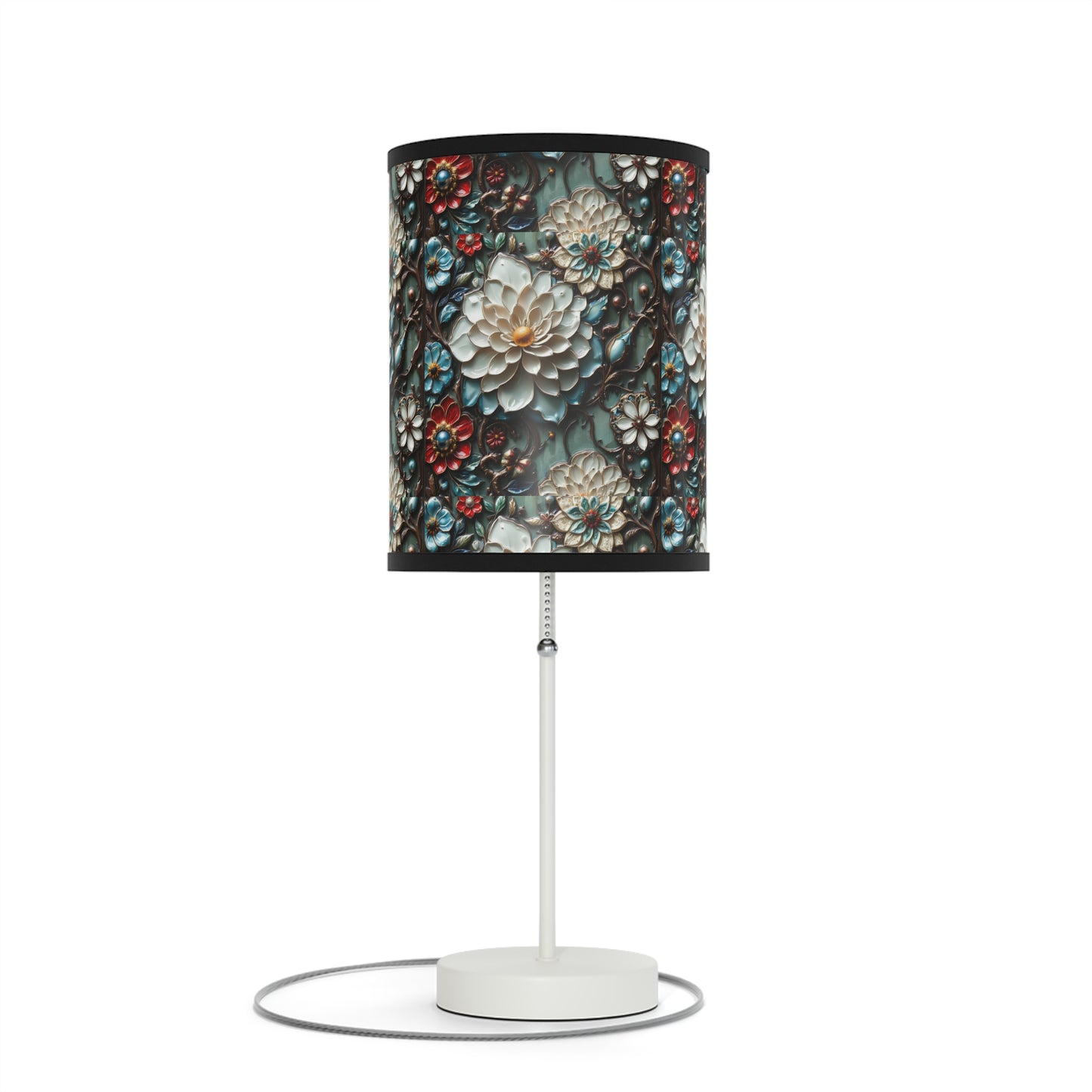 Preciosa lámpara floral, lámpara con soporte, enchufe EE. UU./CA 