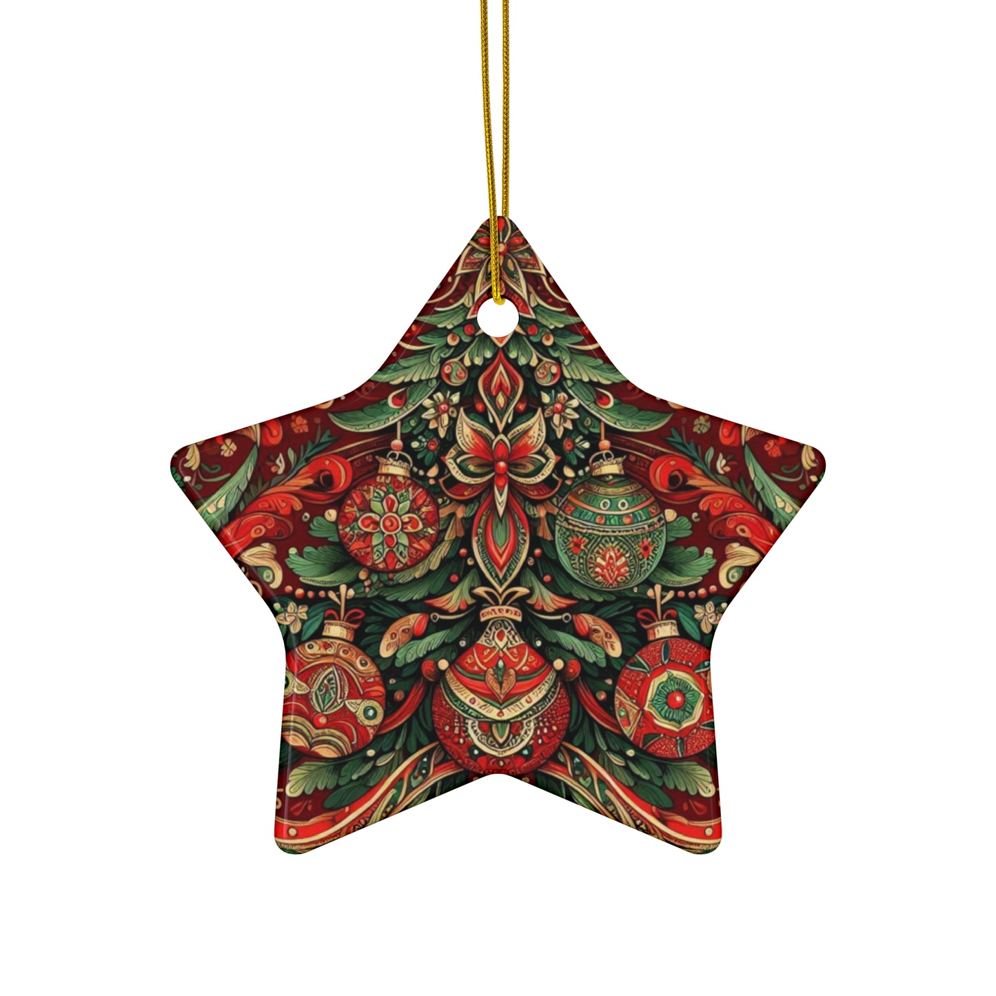 Vintage Christmas Tree Ceramic Ornament, 4 Shapes