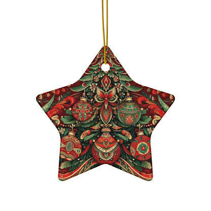 Vintage Christmas Tree Ceramic Ornament, 4 Shapes