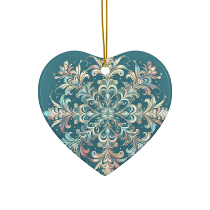 Adorno de cerámica de copo de nieve helado, 4 formas