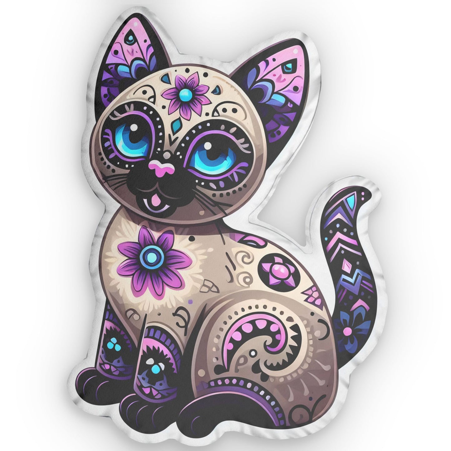 Almohadas personalizadas con diseño de gato siamés con marcas tribales 