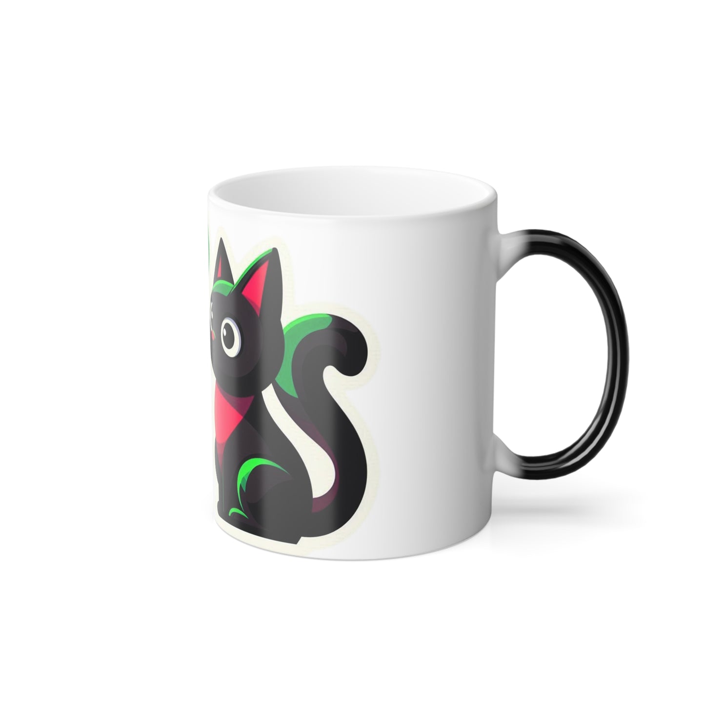 A chatty squirrel and a black cat, Color Morphing Mug, 11oz