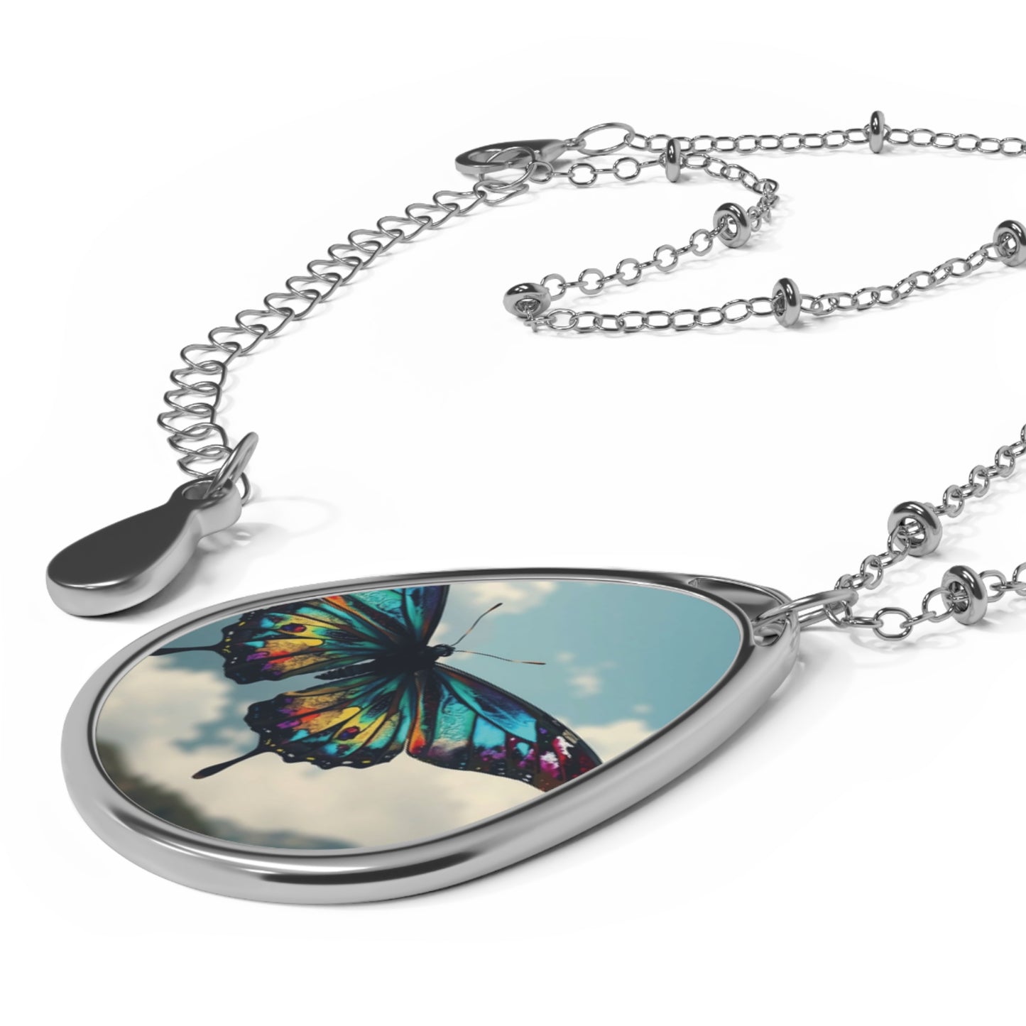Butterfly Oval Necklace - Dainty Jewelry for Nature Lovers, Gift for Her, Mother's Day, Birthday, Elegant Accessory