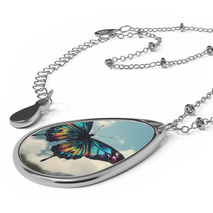 Butterfly Oval Necklace - Dainty Jewelry for Nature Lovers, Gift for Her, Mother's Day, Birthday, Elegant Accessory