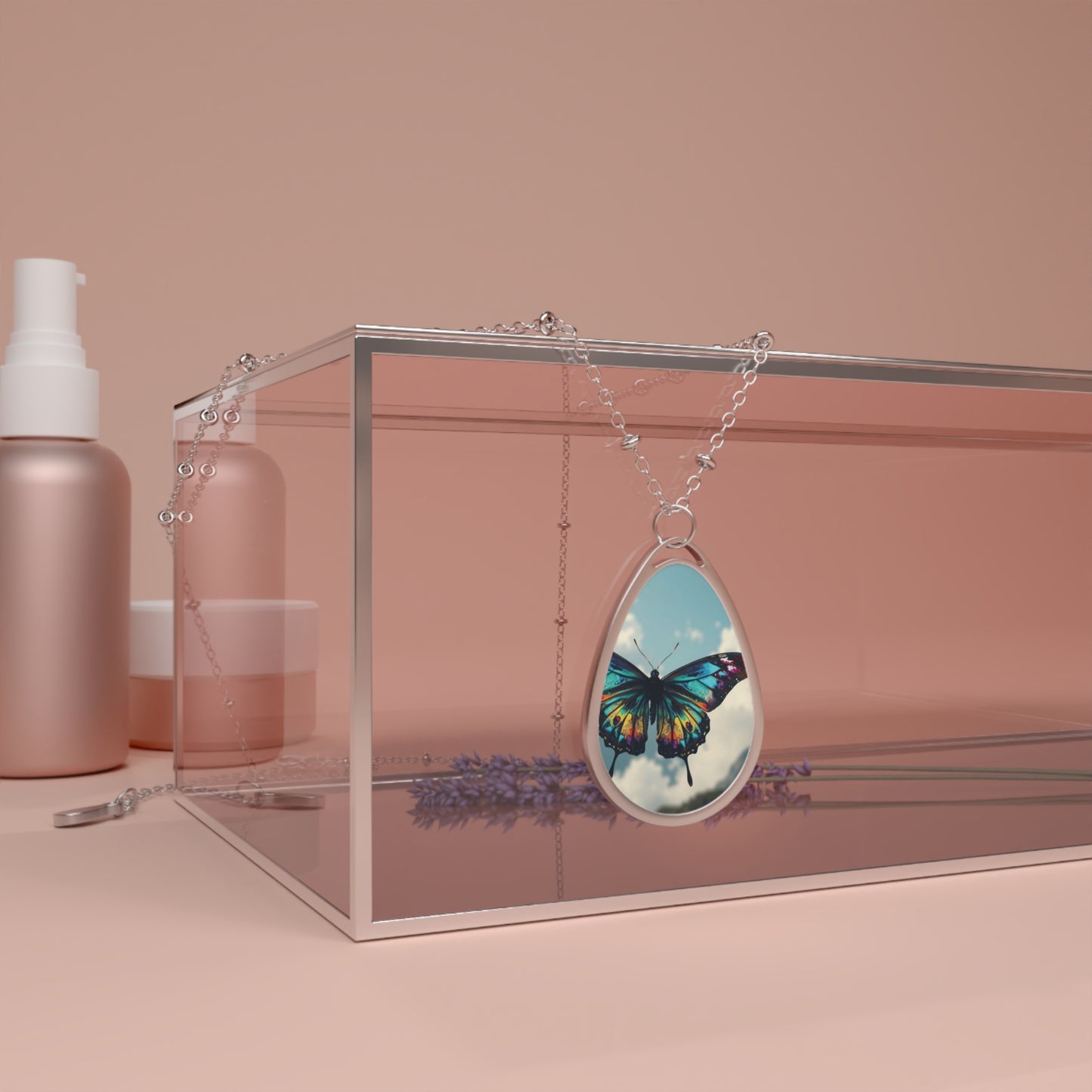 Butterfly Oval Necklace - Dainty Jewelry for Nature Lovers, Gift for Her, Mother's Day, Birthday, Elegant Accessory