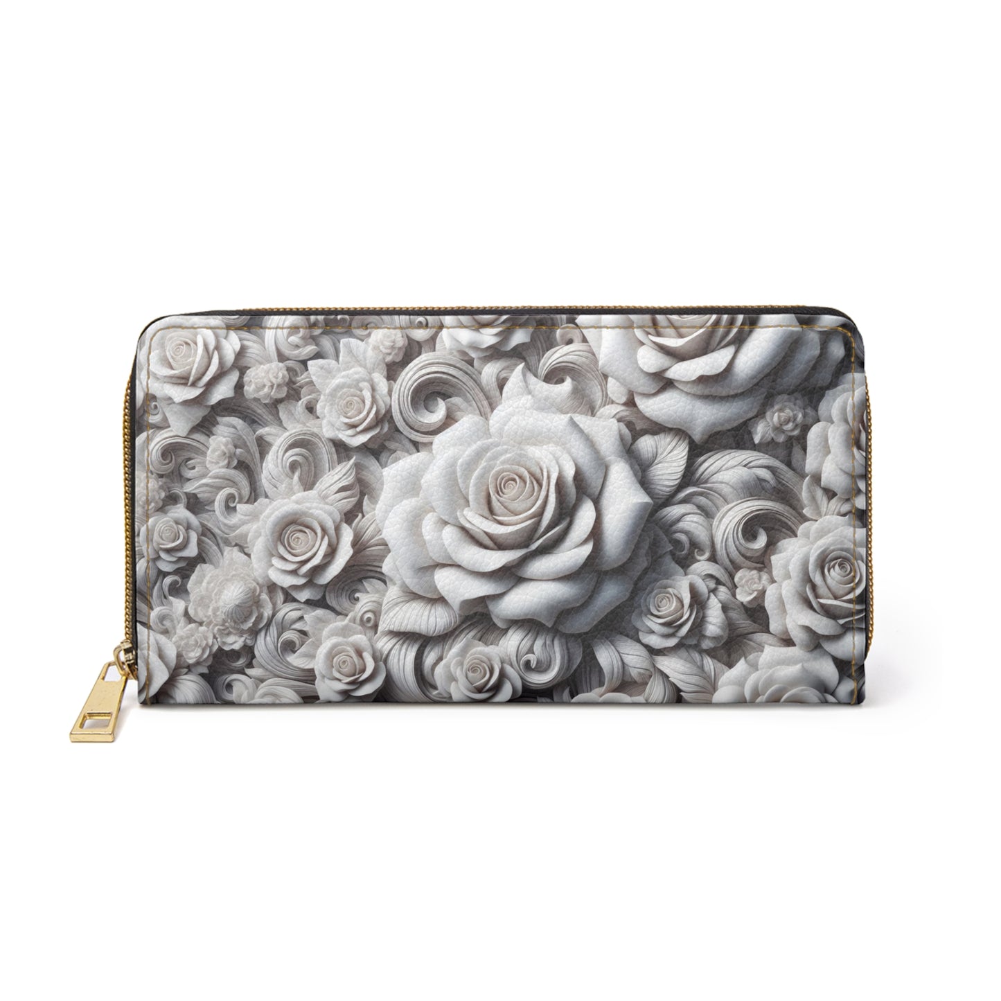White Roses Zipper Wallet