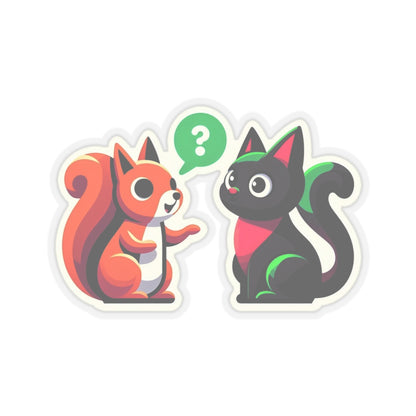 A chatty squirrel and a black cat, Kiss-Cut Stickers