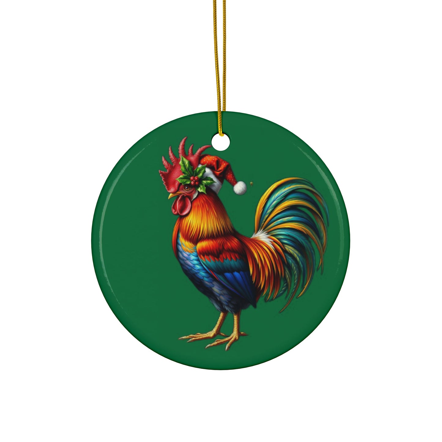 Really Merry Rooster Ceramic Ornaments, 2-Side Print, (1pc, 3pcs, 5pcs, 10pcs)