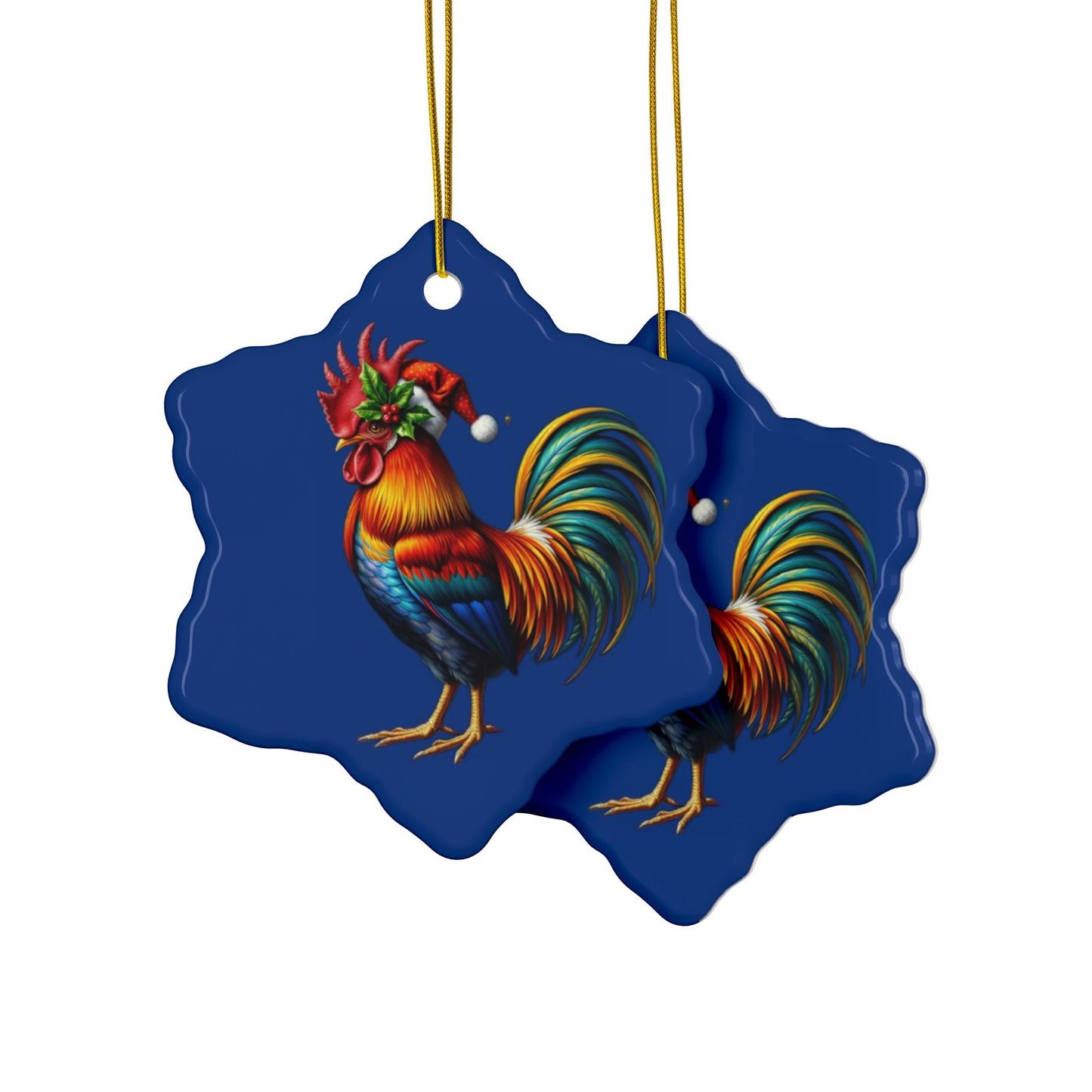 Really Merry Rooster Ceramic Ornaments, 2-Side Print, (1pc, 3pcs, 5pcs, 10pcs)