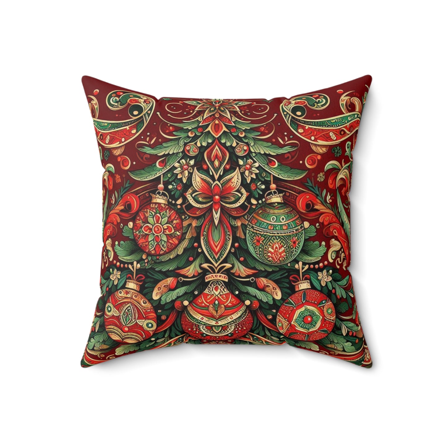 Vintage Christmas Spun Polyester Square Pillow