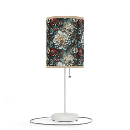 Preciosa lámpara floral, lámpara con soporte, enchufe EE. UU./CA 