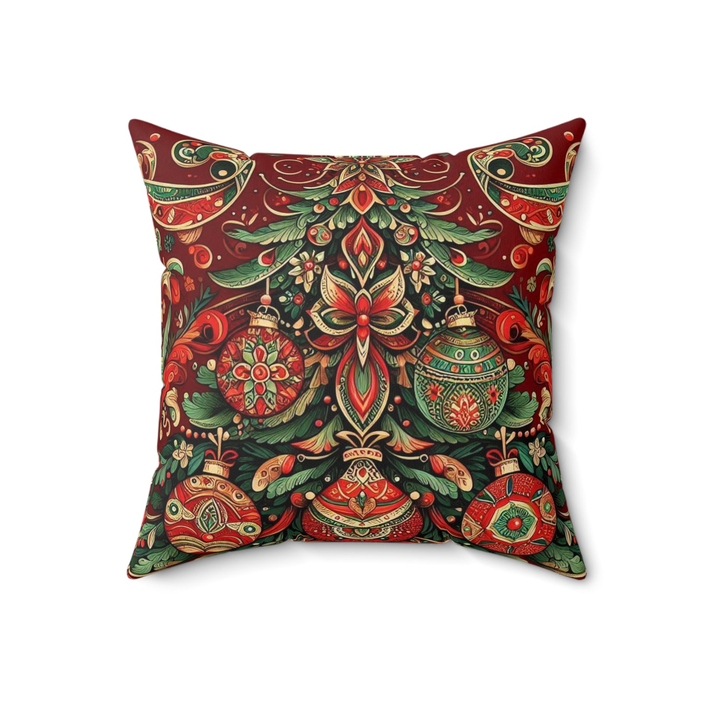 Vintage Christmas Spun Polyester Square Pillow