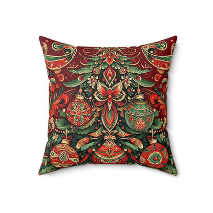 Vintage Christmas Spun Polyester Square Pillow
