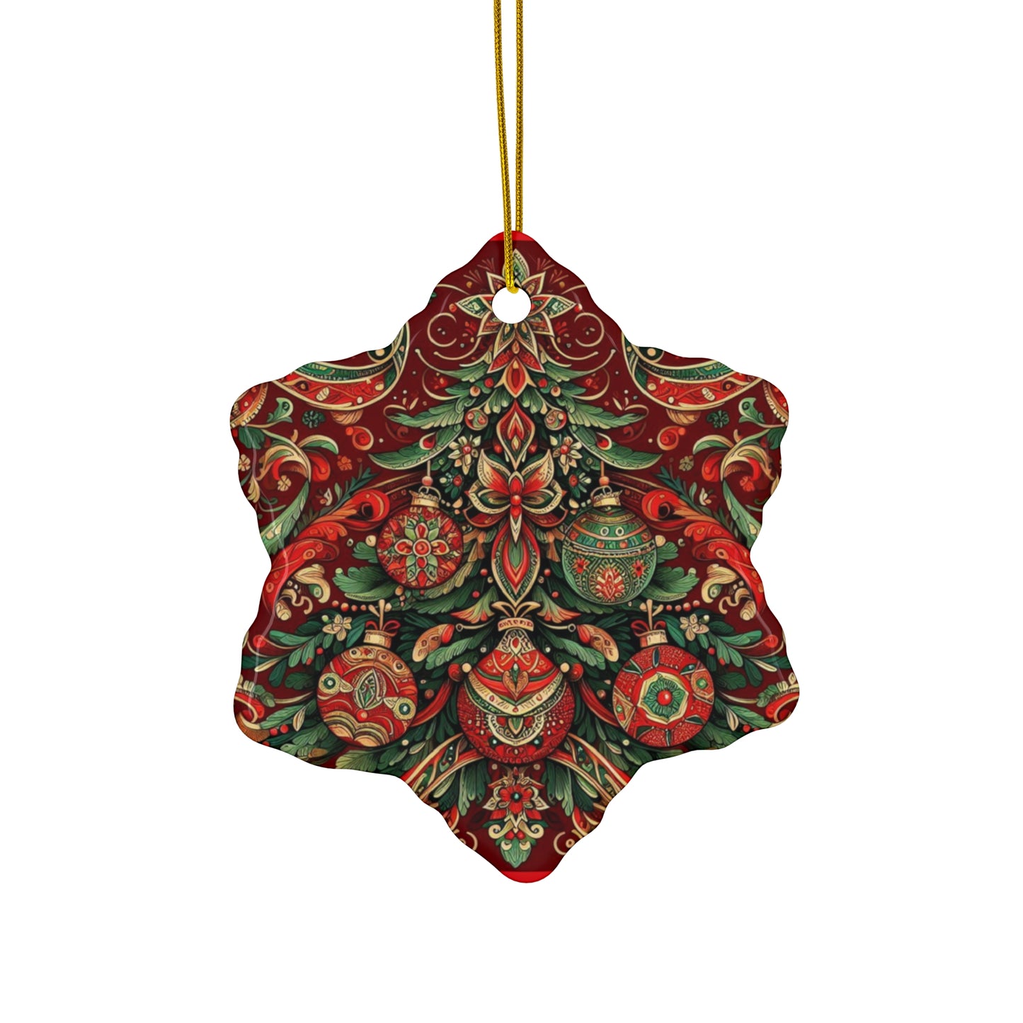 Vintage Christmas Tree Ceramic Ornament, 4 Shapes