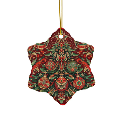 Vintage Christmas Tree Ceramic Ornament, 4 Shapes