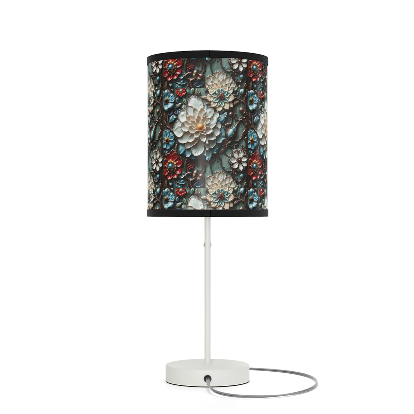 Preciosa lámpara floral, lámpara con soporte, enchufe EE. UU./CA 