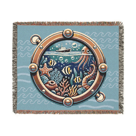 Jenna Kats' Nautical Sea Creations Port Hole Woven Blanket