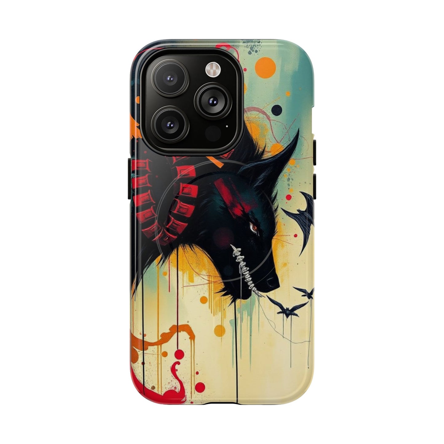 "I Told My Demons About You" Art Print Tough Magnetic Phone Cases with Artistic Wolf Design, Unique Phone Cover, Gift for Animal Lovers, Sleek & Durable Case, iPhone Compatible