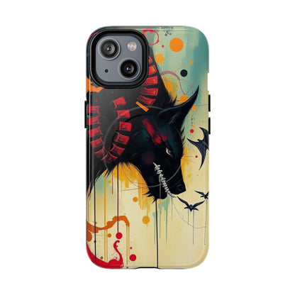 "I Told My Demons About You" Art Print Tough Magnetic Phone Cases with Artistic Wolf Design, Unique Phone Cover, Gift for Animal Lovers, Sleek & Durable Case, iPhone Compatible