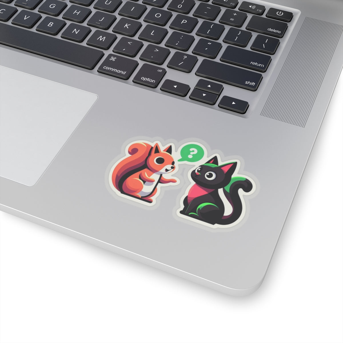 A chatty squirrel and a black cat, Kiss-Cut Stickers