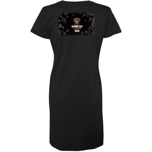 "Cave Kat Motivations, Nothing Easy" Ladies' V-Neck Fine Jersey Cover-Up